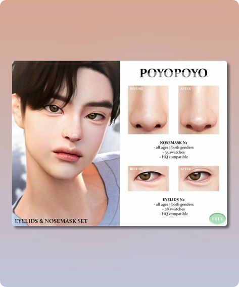 Sims 4 Shoe CC: Poyopoyo  Nosemask   038  Eyelids SET By Poyopoyo Poyopoyo Sims 4, Sims 4 Shoe Cc, Popoyo, Sims 4 Cc Download, Cc Shoes, Cc Mods, Sims 4 Cc Shoes, Model Nails, Best Sims