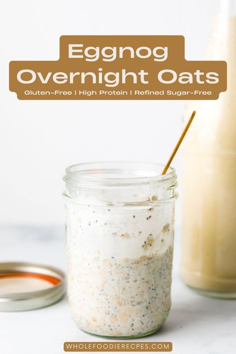 Transform leftover eggnog into a healthy and easy festive breakfast or dessert with eggnog overnight oats! Egg Nog Overnight Oats, Eggnog Overnight Oats, Eggnog Oatmeal, Leftover Eggnog, Festive Breakfast, Best Overnight Oats Recipe, Banana Chia Pudding, Overnight Oats Healthy, Egg Nog