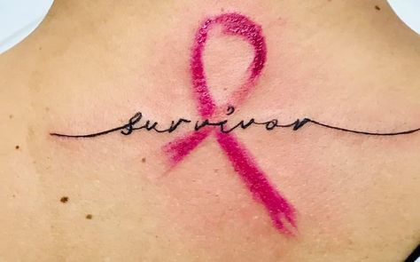 Crps Tattoo Ideas, Brain Tumour Survivor Tattoo, Previvor Tattoo, Chemo Port Scar Tattoo, Awareness Ribbon Tattoo, Port Tattoo, Bc Tattoo, Pink Ribbon Tattoos, Survivor Tattoo