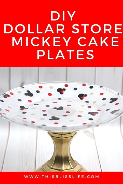 I always say that a great dessert table should have a ton of sweets plus some should be elevated on cake plates for a more fancy look and cohesive look. Here are the instructions for making fun DIY dollar store Mickey cake plates. #DIY #DisneyCraft #Cakeplates Shopkins Party Decorations, Mickey Mouse Crafts, Disney Kitchen Decor, Mickey Cake, Mickey Mouse Decorations, Disney Diy Crafts, Disney Christmas Decorations, Disney Room Decor, Mickey Cakes