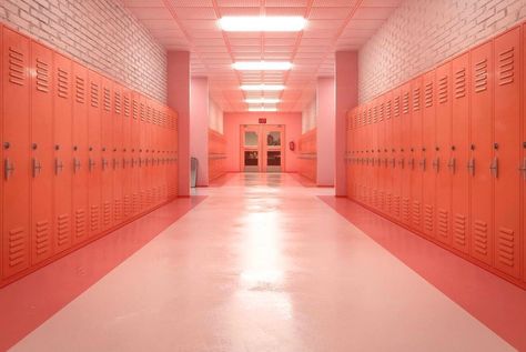 Kpop Backgrounds, School Hallways, Live Coral, School Looks, Digital Artists, Color Of The Year, 3d Rendering, Pantone Color, 인테리어 디자인