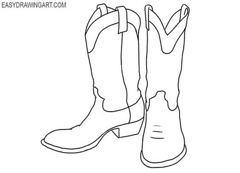 simple cowboy boots drawing Cowgirl Boots Drawing Easy, How To Draw Cowboy Boots, Cowboy Boots Tattoo, Cowboy Boots Drawing, Boots Drawing, Western Cowboy Hats, Smooth Lines, Boy Art, Western Cowboy