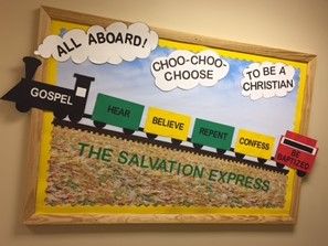 Train Theme Classroom Bulletin Boards, Sunday School Train Theme, Train Sunday School Decor, Train Bulletin Board Ideas, Train Theme Classroom, Train Bulletin Boards, Train Vbs, Sunday School Themes, Religious Bulletin Boards