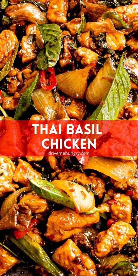 Chicken Basil Recipes, Thai Basil Recipes, Pad Krapow, Easy Thai Recipes, Thai Basil Chicken, Thai Recipe, Basil Recipes, Basil Chicken, Thai Basil