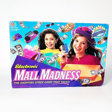 90s Board Games, Mall Madness, Bridal Party Games, Vintage Mall, Slumber Party Games, Sleep Over, Milton Bradley, Classic Board Games, Vintage Games