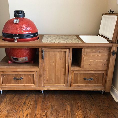 Big Green Egg Outdoor Kitchen, Grill Cabinet, Big Green Egg Table, Wooden Cooler, Grill Cart, Custom Grill, Grill Island, Kamado Grill, Grill Table