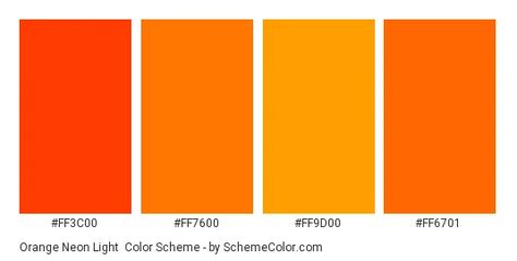 Color scheme palette image Neon Orange Hex Code, Orange Monochromatic, Light Color Scheme, Orange Color Code, Orange Hex, Hexadecimal Color, Monochromatic Color Palette, Orange Color Palettes, Orange Neon