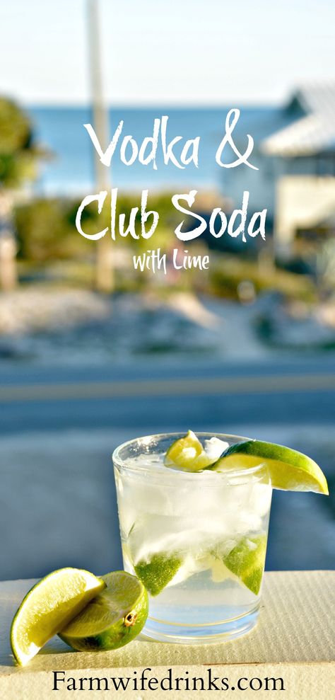 Tito's vodka and club soda with lots of lime is my favorite go-to cocktail recipe when I want a light but stiff drink at the beach or after a long day. Club Soda Drinks, Coffe Drinks, Low Carb Alcohol, Picnic Potluck, Low Calorie Cocktails, Vodka Lime, Strawberry Drinks, Low Carb Drinks, Vodka Soda