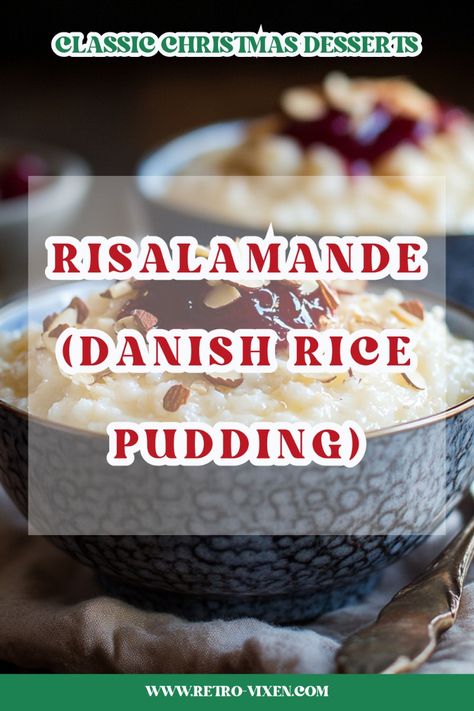 🎄 Indulge in the creamy and comforting flavors of Risalamande, a classic Danish rice pudding that’s a cherished holiday tradition! Made with creamy rice, vanilla, and whipped cream, this delightful dessert is often served with a warm cherry sauce. Traditionally enjoyed on Christmas Eve, Risalamande also includes a hidden whole almond, with a special prize for the lucky finder. Bring a touch of Danish hygge to your celebrations with this elegant and festive treat! 🎅🍒🍚✨ #Risalamande #DanishRicePudding #ChristmasDesserts #HolidayBaking #ClassicRecipes #FestiveTreats #ChristmasRecipes Danish Rice Pudding Christmas, Cranberry Rice, Classic Christmas Dessert, Ic Recipes, Holiday Playlist, 1980s Tv Shows, 1960s Tv Shows, Cherry Sauce, Creamy Rice