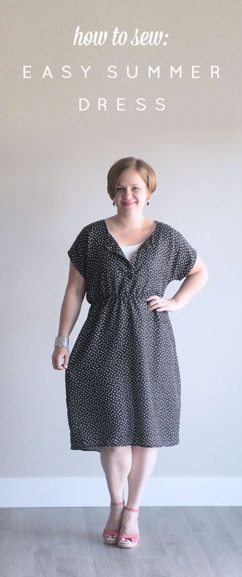 easy sewing tutorial for this simple dress made from a free tee pattern Summer Dresses Diy, Robe Diy, Trendy Sewing Patterns, Simple Summer Dresses, Summer Sewing, Trendy Sewing, Sew Easy, Tees Pattern, Diy Dress