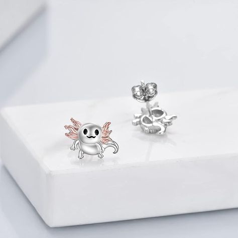 Axolotl Earrings, Panda Dog, Silver Sea, Sea Creature, Animal Earrings, Tiny Earrings, Stud Jewelry, Tiny Stud Earrings, Earrings Sterling Silver