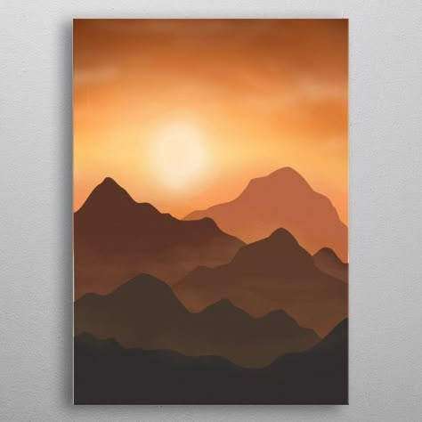 Mountain Silhouette Painting, Mountain Wall Painting, Mountain Sunset Painting, Minimal Paintings, Sunset Painting Easy, Mountain Painting Acrylic, Pink Canvas Art, Easy Landscape Paintings, Sun Painting