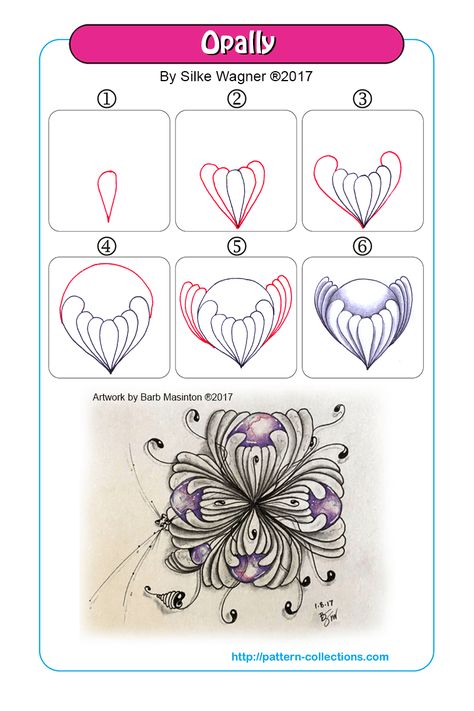 Modele Zentangle, Zantangle Art, Zentangle Flowers, Zen Doodle Patterns, Zen Tangles, Zentangle Tutorial, Tangle Pattern, Tangle Doodle, Zen Doodle Art