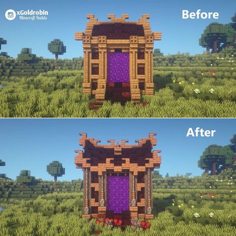 37 mil curtidas, 116 comentários - Goldrobin - Minecraft Builder (@xgoldrobin) no Instagram: “I updated my old Nether Portal design! 😊 Follow @xgoldrobin for more Minecraft Buildings ideas &…” Goldrobin Minecraft, Nether Portal Design, Casa Minecraft, Minecraft Creative, Minecraft Decor, Minecraft Portal, Nether Portal, Minecraft Decoration, Portal Design