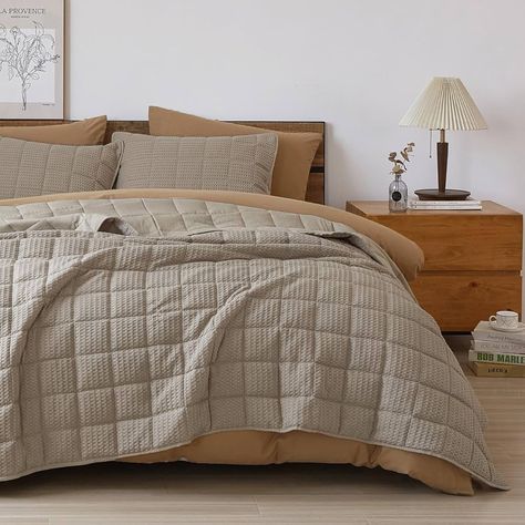 Amazon.com: Waffle Quilt Set King Size, Lightweight Breathable Bedspread Coverlet for All Seasons, Ultra Soft Classic Checkered Quilt Set 3 Pieces, 1 Quilt (106”x96") & 2 Pillow Shams (20”x36") , Dark Grey Checkered Quilt, Waffle Quilt, Quilt Bedspread, Quilt Comforter, King Size Quilt, Lightweight Quilt, Comfortable Bedroom, Garden Bedding, Soft Classic