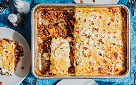 You can use butternut squash instead of pumpkin, or I particularly like Crown Prince pumpkin for flavour. Lentil Moussaka, Margherita Recipe, Aubergine Recipes, Ble Recipes, Greek Night, Gremolata Recipe, Coconut Lentil Curry, British Bake Off Recipes, Italian Pizza Recipes