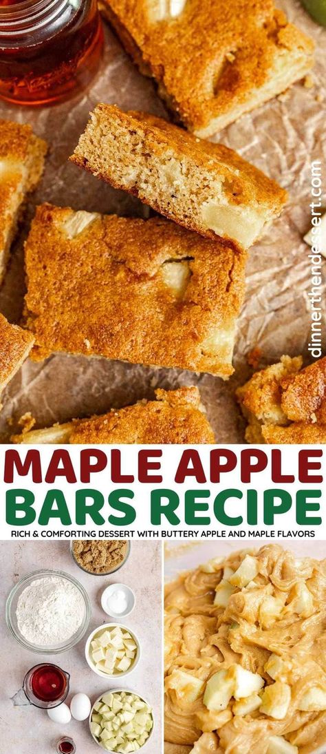 Maple Apple Bars are delicious and super easy to make with brown sugar, maple syrup, vanilla, and Granny Smith Apple chunks. Apple Maple Syrup Recipes, Easy Apple Bars, Shareable Desserts, Maple Syrup Recipes, Apple Bars, Granny Smith Apple, Sweet Breakfast Treats, Apple Maple, Krispy Treats