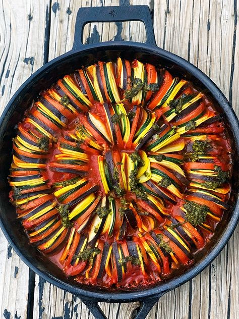 Ratatouille Recipe Easy, Easy Ratatouille Recipes, Zucchini And Yellow Squash, Eggplant Zucchini, Ratatouille Recipe, Baked Corn, Party Dishes, Smoker Recipes, Yellow Squash