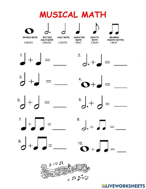 Dynamics In Music, Tempo Worksheets Music, Music Math Worksheet, Music Notes Exercises, Music Class Worksheets, Music Rhythm Worksheets, Piano Worksheets, Rhythm Worksheets, Music Note Symbol