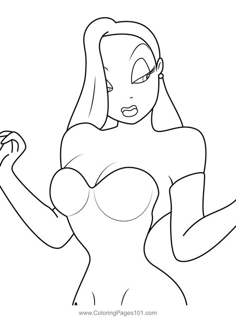 Jessica Rabbit 1 Coloring Page Jessica Rabbit Stencil, Pop Art Rabbit, Jessica Rabbit Cartoon Drawing, Jessica Rabbit Coloring Pages, Jessica Rabbit Tattoo Ideas, Roger Rabbit Drawing, Jessica Rabbit Drawing, Jessica Rabbit Art, Jessica Rabbit Tattoo