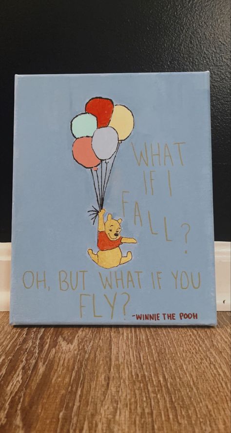 Winnie Pooh Painting, Graduation Canvas Painting Ideas, Winnie The Pooh Senior Parking Spot, Winnie The Pooh Painting Ideas, Canvas Painting Ideas Disney, Graduation Painting Canvases Gift Ideas, Disney Canvas Art Easy, Pooh Bear Painting, Graduation Painting Ideas Canvases