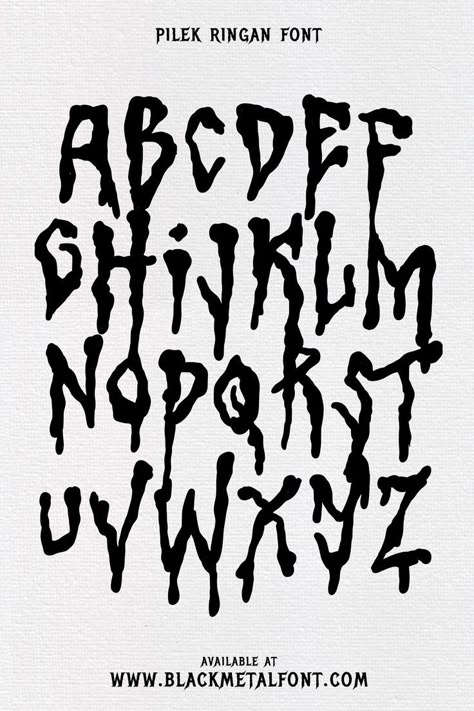 created by blackmetalfont.com Metal Font Tattoo, Spooky Lettering, Halloween Fonts Alphabet, Creepy Font, Typography Fonts Alphabet, Letras Cool, Canva Halloween, Edgy Fonts, Halloween Lettering