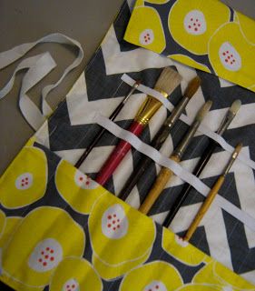 Lady Holiday: Sewing Project-Paint Brush Holder Sew Paint Brush Holder, Paintbrush Holder, Paint Brush Holder, Paint Brush Holders, Painted Kitchen Cabinets Colors, Holiday Sewing, Painting Brushes, Chevron Fabric, Brush Roll