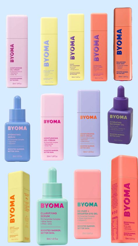 #byoma#skincare#preppy 🩷 Byoma Skincare, Skincare Preppy, Cream Serum, Oil Cleanser, Cream Cleanser, Face Mist, Crystal Beads Bracelet, Gel Cream, Better Skin