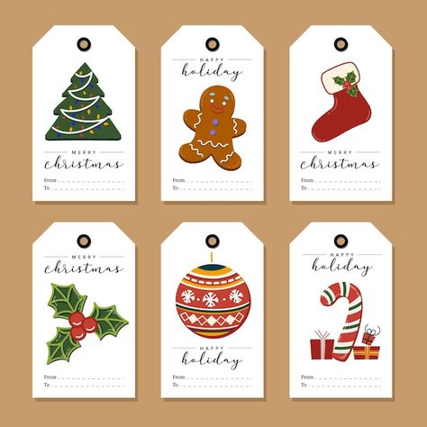 Christmas gift tag set | Premium Vector #Freepik #vector #christmas-gift #christmas-set #christmas-decoration #christmas Christmas Sticker Gift Tags, Christmas To And From Tags Printable, Diy Christmas Hampers, Merry Christmas Tag, Christmas Cookies Packaging, Xmas Gift Wrap, Xmas Sticker, Xmas Tags, Gift Tag Design