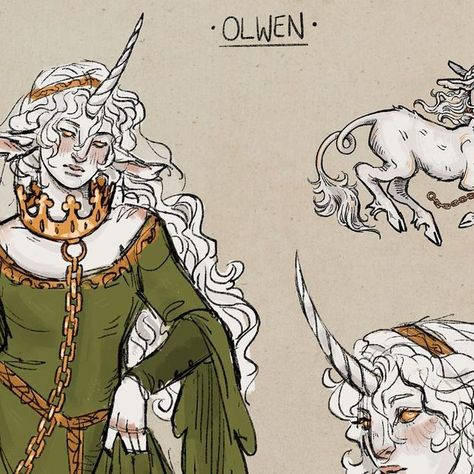 •Kellen• on Instagram: "Olwen, the Unicorn 👑  #characterdesign #medieval #oc #artistsoninstagram" Unicorn Tiefling, Midevil Oc, Fantasy Oc Ideas, Unicorn Oc Human, Medieval Character Art, Faun Oc, Oc Medieval, Fae Oc, Unicorn Core