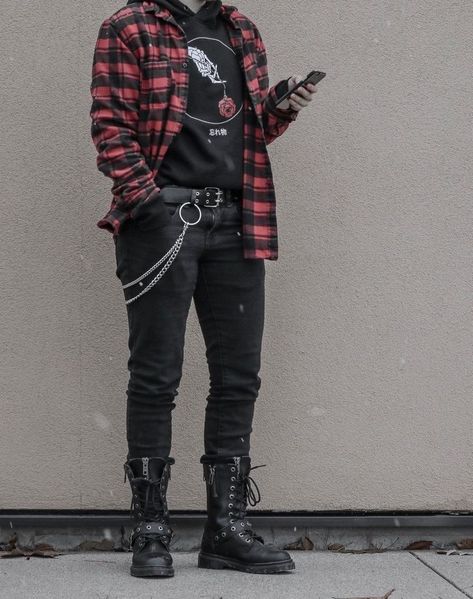 Soft Punk Fashion, Alternative Outfits Men, Rockstar Outfit Men, Punk Fashion Male, Punk Outfits Men, Streetwear Graphics, Iconic Y2k, Rocker Outfit, Black Outfit Men