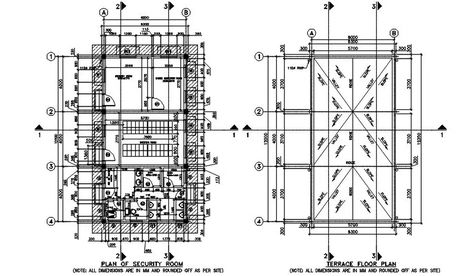 Security room details. Download cad free dwg file | CADBULL - Cadbull Security Room, Terrace Floor, Drawing Block, Room Details, Autocad Drawing, Cad Drawing, House Roof, First Story, Detached House