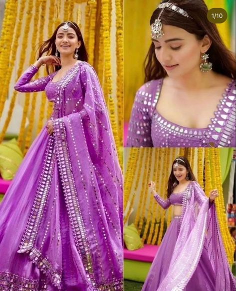 Purple Engagement Dress, Lehenga Purple, Purple Lehenga, Indian Outfits Lehenga, Lehenga Designs Simple, Engagement Dress, Indian Wedding Photos, Unique Blouse Designs, Unique Blouse