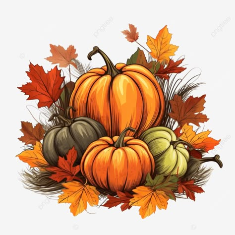 bright autumn composition of pumpkins and autumn leaves vector illustration for thanksgiving and a Pumpkins Illustration, Autumn Composition, Autumn Vector Illustration, Pumpkin Image, Autumn Vector, Autumn Png, Autumn Illustration Art, Pumpkin Illustration Autumn, Blue Flowers Background