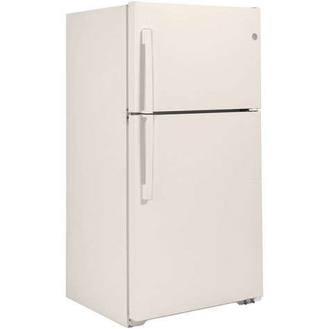 GE GTE22JTNRCC | 21.9 cu ft Top Freezer Bisque General Electric Refrigerator, Electric Refrigerator, White Refrigerator, Black Refrigerator, Meals From Scratch, Glass Refrigerator, Counter Depth Refrigerator, Door Sliding, Best Appliances