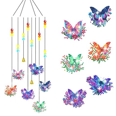 Butterfly Diamond Art Sun Catcher Butterfly DIY Crystal Wind Chime for Home Wall Sun Catcher Butterfly, Crystal Wind Chimes, Resin Diamond, Acrylic Board, Diy Crystals, Wind Chime, Sun Catcher, Diamond Art, Painting Crafts