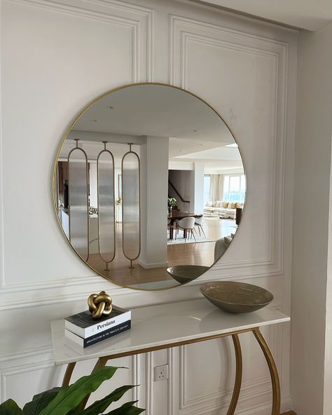 Upgrade your Hallway or vanity area with our Round Vanity and Hallway Wall Mirror. The sleek round shape adds a touch of elegance, while the black/gold finish brings a modern aesthetic. This mirror is a perfect addition to any dressing room, Hallway or bathroom, providing a stylish and functional reflection for your space. Order yours from our website (link in bio) to get 10% off Hallway Wall Mirror, Hallway Mirror Wall, Round Vanity, Hallway Wall, Vanity Area, Room Hallway, Website Link, Modern Aesthetic, Dressing Room