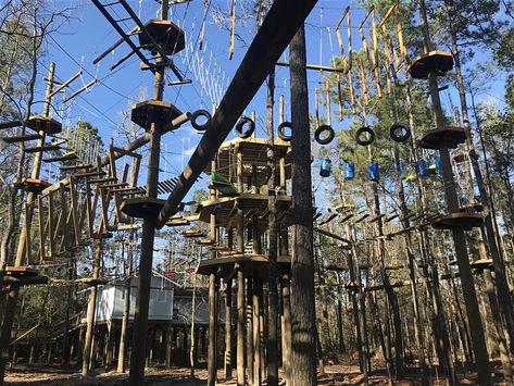 Adult Playground Design, Campground Business, Playground Architecture, Camping Room, Playgrounds Architecture, Houston Travel, Physical Challenges, High Ropes Course, Adult Playground