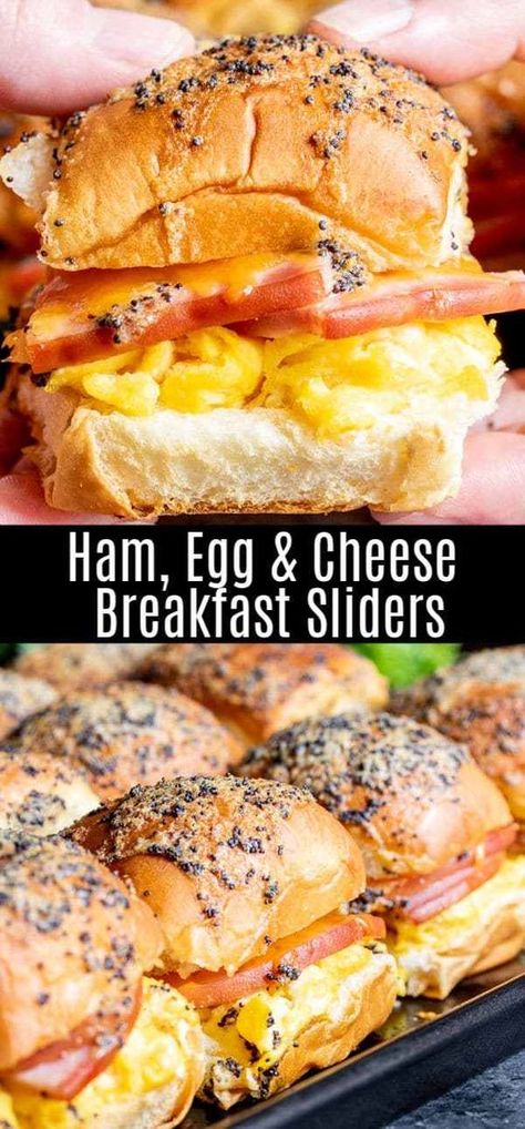 Sliders With Hawaiian Rolls, Ham Recipes Healthy, Brunch Punch, Breakfast Sliders, Hawaiian Roll Sliders, Breakfast Slider, Easy Breakfast Recipe, Leftover Ham Recipes, Breakfast For A Crowd