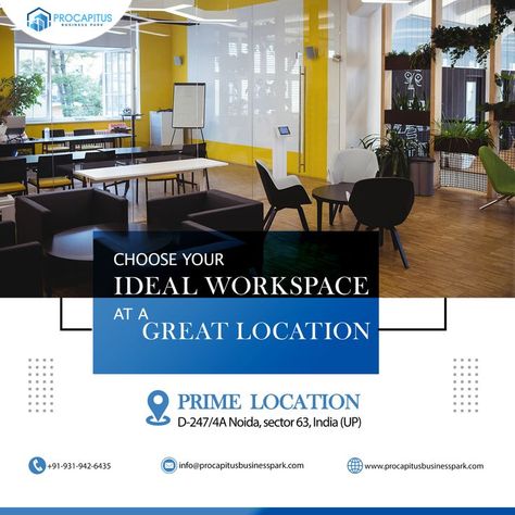 If you are looking for fully furnished office space in Noida, contact Procapitus Business Park. Here, you can choose from the best small and medium-sized office spaces. In addition, you don’t need to customize this office space as it is already fully furnished, saving you lots of time, money, and effort. For more details, call us now or visit our official website. Dream Office Space, Office Space For Rent, Office Culture, Dream Office, Office Layout, Space Available, Office Spaces, Creativity And Innovation, Commercial Real Estate