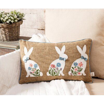 14 Karat Home Inc. Spring Bunny Lumbar Pillow Horse Throw Pillows, Trendy Easter, Holiday Berries, Bunny Silhouette, Easter Pillows, Farmhouse Throw Pillow, Holiday Throw Pillow, Spring Pillows, Chevron Pillows