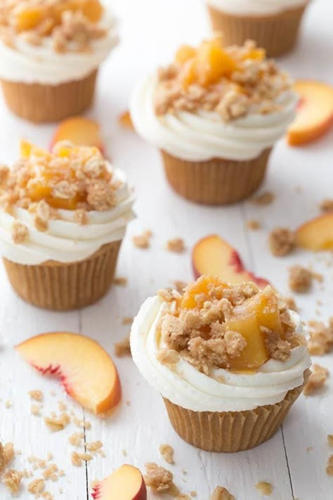 Birthday Brunch Dessert Ideas, Savory Peach Recipes, Homemade Peach Pie Filling, Homemade Peach Pie, Gf Cupcakes, Dessert Flavors, One Sweet Peach, Peach Cupcakes, Vanilla Bean Cupcakes