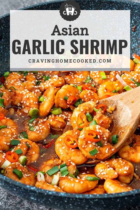 Stir-fried to perfection and then tossed in a super garlicky sauce with a hint of ginger, splash of sesame oil, and just a touch of heat, you are going to fall in love with this Asian Garlic Shrimp! It’s a super quick and easy 20-minute recipe that you can serve over rice, with noodles, or even as a starter making it an absolutely delicious, simple to make, and versatile dish! #asian #garlicshrimp #recipe Shrimp With Garlic Sauce Chinese, Best Asian Shrimp Recipe, Shrimp In Garlic Sauce Chinese, Asian Flavored Shrimp, Sesame Noodles With Shrimp, Garlic Shrimp Noodles Asian, Shrimp Marinade For Fried Rice, Asian Sauce For Shrimp, Asian Garlic Shrimp