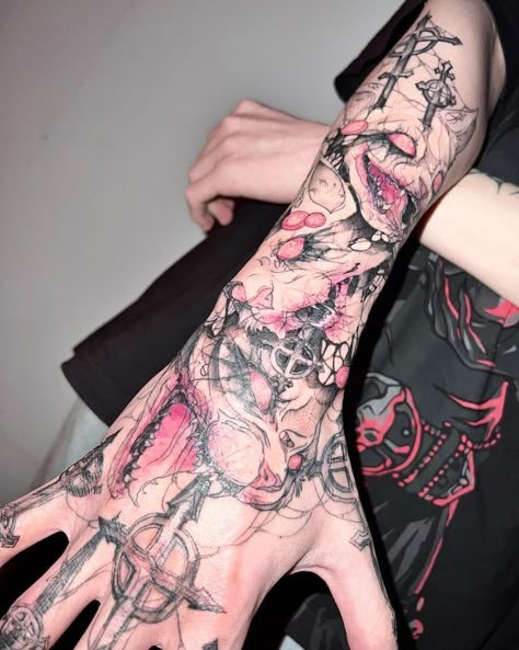 16 Tattoo, Grunge Tattoo, Sharpie Tattoos, Sick Tattoo, Wicked Tattoos, 4 Tattoo, Creepy Tattoos, Tattoo Style Drawings, Aesthetic Tattoo