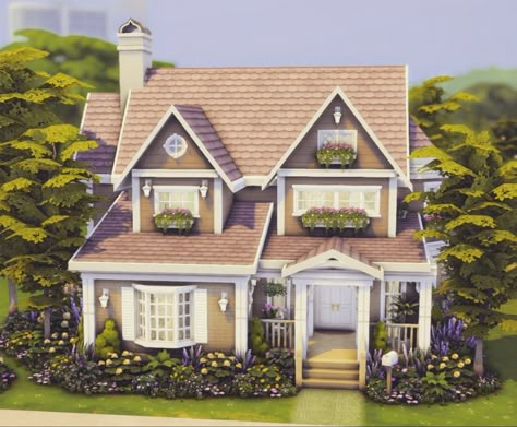 Sims 4 Front Yard, Sims4 Inspiration, Fixer Upper Houses, Cozy Family Home, Sims Builds, Sims 4 House Plans, Sims 4 House Building, Sims Ideas, Sims 4 House Design