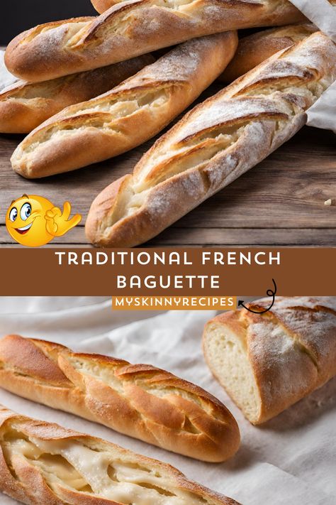 🥖✨ Dive into the art of baking with this delightful recipe for traditional French baguettes! Crunchy on the outside, fluffy on the inside – these homemade beauties are perfect for any occasion. Follow along for step-by-step instructions to achieve bakery-worthy baguettes right in your own kitchen! #FrenchCuisine #BreadLovers #HomemadeDelights #myskinnyrecipes 🇫🇷👩‍🍳 Baggett Recipe, French Baguette Recipe, Bread French, Fresh Yeast, Comfort Recipes, Baguette Recipe, French Bread Recipe, Artisan Bread Recipes, French Baguette