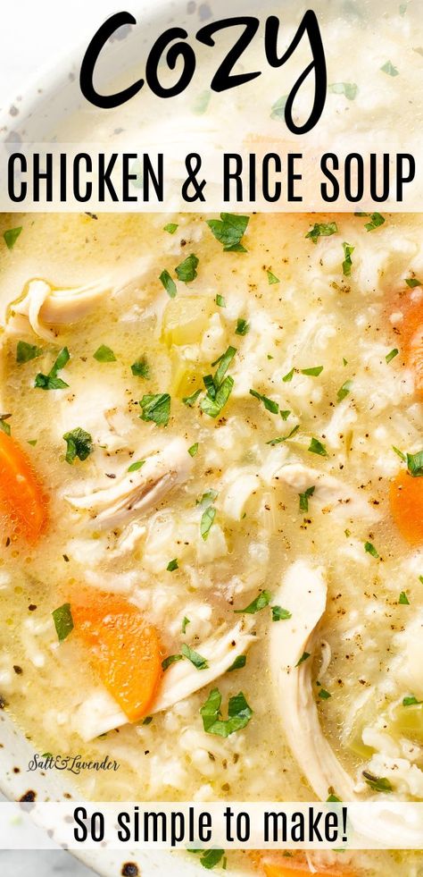 Easy Chicken And Rice Soup, Chicken Soup Recipes Homemade, Chicken Soup Recipes Easy, Easy Chicken And Rice, Rice Soup Recipes, Chicken Rice Soup, Homemade Soup Recipe, Delicious Soup Recipes, Soup Dinner