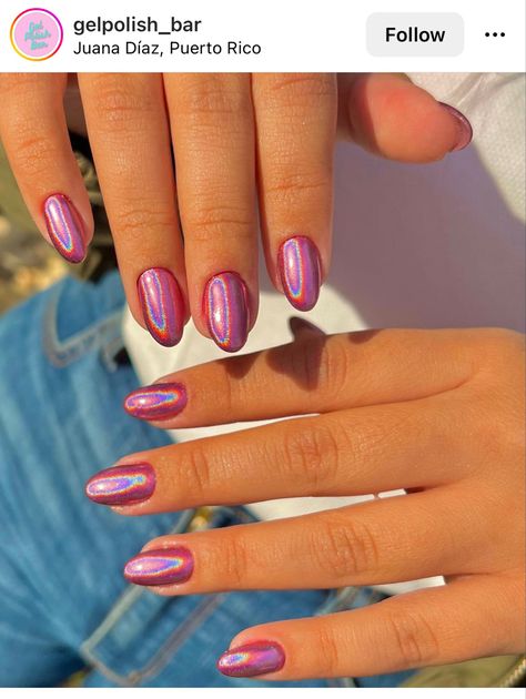 Holographic Nail Designs, Pink Holographic Nails, Pink Holographic, Pink Chrome, Soft Nails, Holographic Nails, Funky Nails, Chrome Nails, Perfect Nails