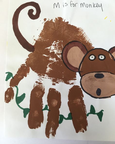 Letter M handprint craft M Is For Handprint Craft, Brown Handprint Craft, Letter Handprint Craft, M Handprint Craft, Letter M Handprint Craft, Letter G Handprint Craft, Letter M Crafts For Toddlers, Handprint Letters, Letter M Crafts For Preschoolers