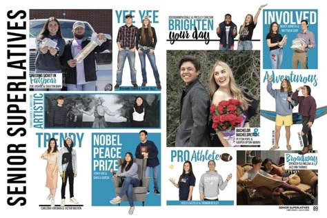 Yearbook Club Spreads, Yearbook Trends Page, Yearbook Writing Ideas, Yearbook Club Pages, Class Favorites Yearbook Ideas, Yearbook Spirit Week Spread, Year Book Layout Ideas, Yearbook Distribution Day Ideas, 2023 Yearbook Themes